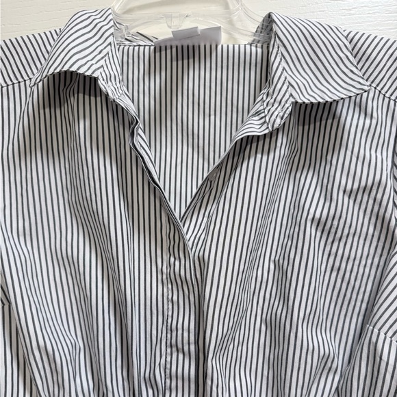 Motherhood Maternity Gray and White Striped Blouse - Picture 3 of 6